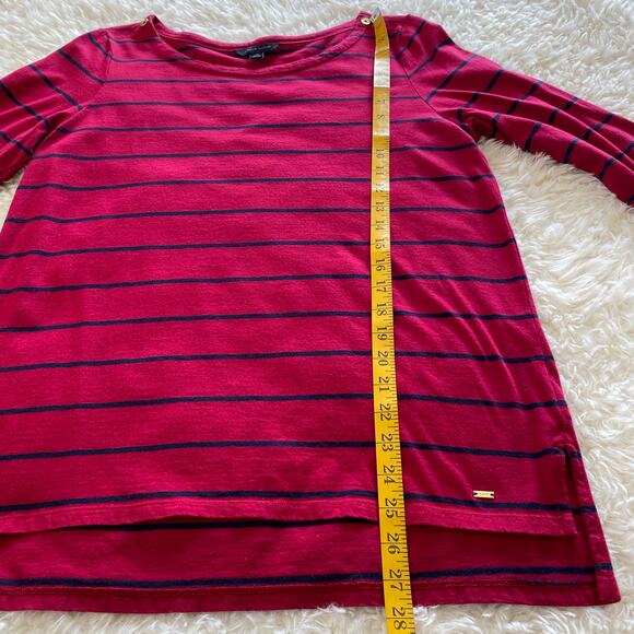 Tommy Hilfiger Women’s 3/4 Sleeve Striped Top Red Size Large - Picture 6 of 6